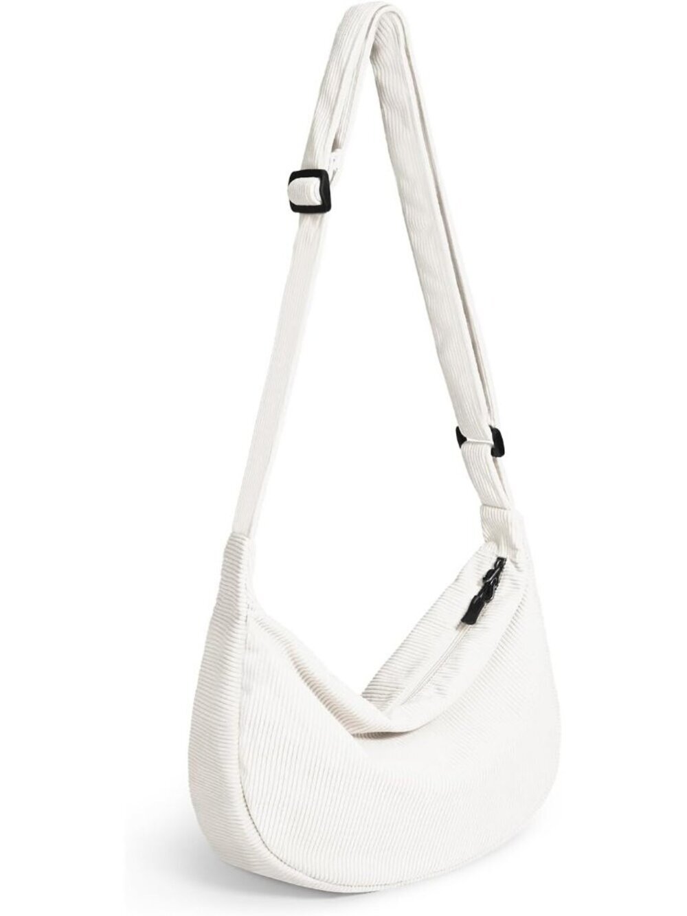 Women's Beige Lightweight Casual Crossbody Bag 2 Zippers with Adjustable Strap
